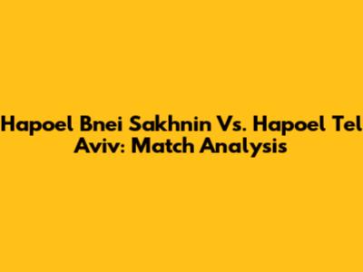 Hapoel Bnei Sakhnin Vs. Hapoel Tel Aviv: Match Analysis